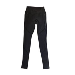 Alo Yoga Classic Black Mesh Panel High Rise Leggings Athletic Gym, Women's Small